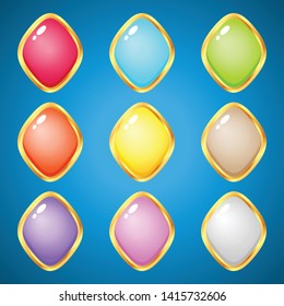 Gems diamond 9 colors for puzzle games.
