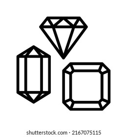 Gems Icon. Line Art Style Design Isolated On White Background