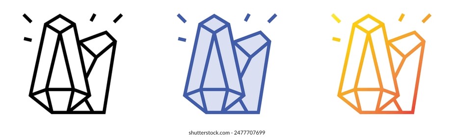 gems icon. Linear, Blue Fill and Gradient Style Design Isolated On White Background