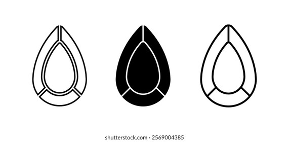 Gems icons. Linear and silhouette style. Vector icons.