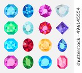 Gems isolated on white background. Vector jewels or precious diamonds gem set