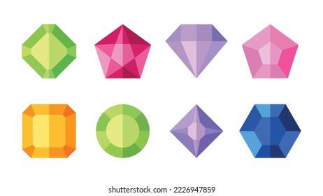 Gems set isolated on white background vector image.