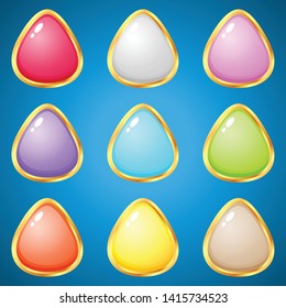 Gems triangle 9 colors for puzzle games.