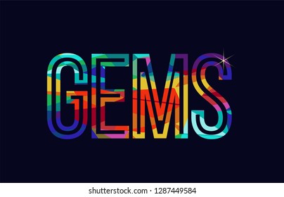 gems word typography design in rainbow colors suitable for logo or text