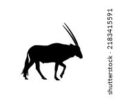 Gemsbok Silhouette Vector Logo Icon Illustration Or Oryx Gazelle Silhouette Vector. Simple illustration of Gemsbok icon For digital and print design needs.