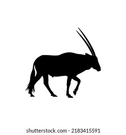 Ilustración Del Icono Del Logo Del Vector De Silhouette Gemsbok O Vector De Silhouette De Oryx Gazelle. Simple ilustración del icono de Gemsbok Para necesidades de diseño digital e impreso.