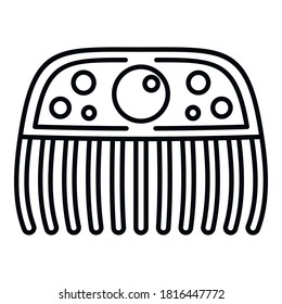 Icono de la barretta de Gemstone. Icono de vector de barretta de gema de contorno para diseño web aislado en fondo blanco