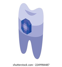 Gemstone blue tooth icon isometric vector. Dentist care. Care teeth