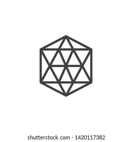 Gemstone, brilliant line icon. linear style sign for mobile concept and web design. Hexagonal diamond outline vector icon. Rich symbol, logo illustration. Vector graphics