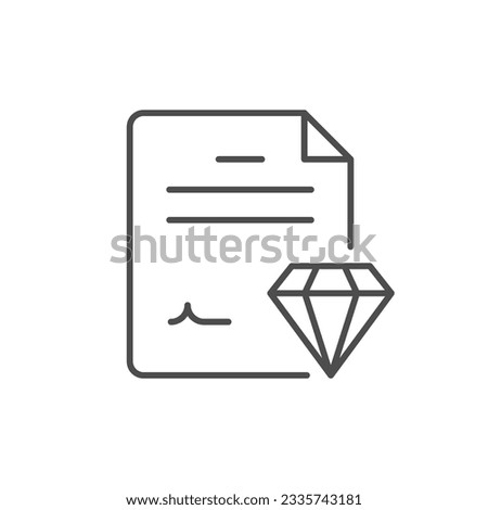 Gemstone certificate line outline icon