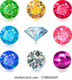 Gemstone Cut Color Shape Set Isolated Stock Vector (Royalty Free ...