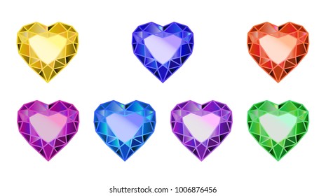  gemstone, diamond in the form of a heart of multicolor