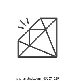 Gemstone, diamond line icon, outline vector sign, linear style pictogram isolated on white. Symbol, logo illustration. Editable stroke. Pixel perfect
