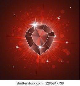 Gemstone, diamond. Magic crystal on a bright background. Isolated, brilliant, sparkling. Vector graphics