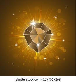 Gemstone, diamond. Magic crystal on a bright background. Isolated, brilliant, sparkling. Vector graphics