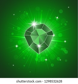 Gemstone, diamond. Magic crystal on a bright background. Isolated, brilliant, sparkling. Vector graphics
