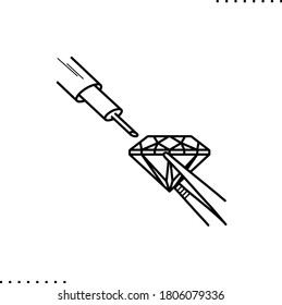 gemstone examination, jewelry expertise  vector icon in outlines