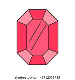 Estilo de diseño plano, Grande piedra preciosa facetada, que representa la joyería y el lujo, ideal para tesoros, joyas o imágenes de productos de lujo.