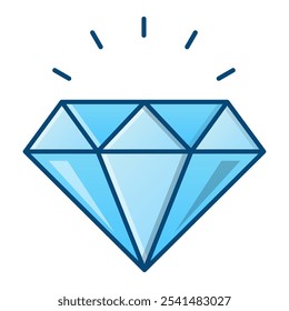 Icono de la piedra preciosa, Ilustración vectorial azul del gradiente