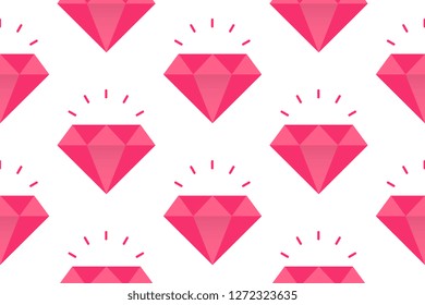 Gemstone icon in flat style isolated on white background.  Seamless pattern stock vector illustration