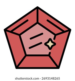 Icono de piedra preciosa. Esquema de piedra preciosa de Vector de color plano aislado