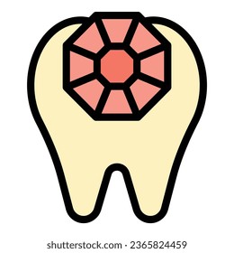 Gemstone icon outline vector. Tooth gem. Dentist care color flat