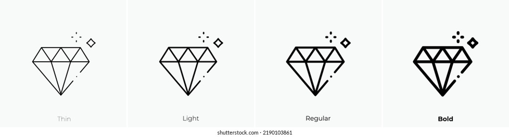 gemstone icon. Thin, Light Regular And Bold style design isolated on white background