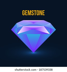 Gemstone isolated on dark background. Vector
