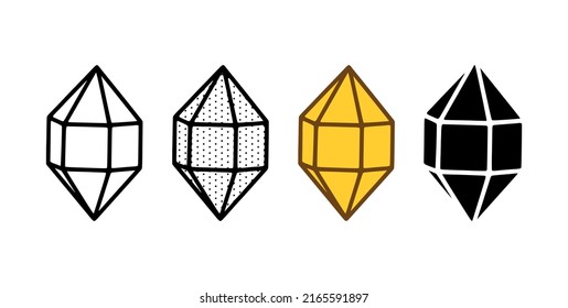 Gemstone or jewel symbol vector illustration in different styles isolated on white background.