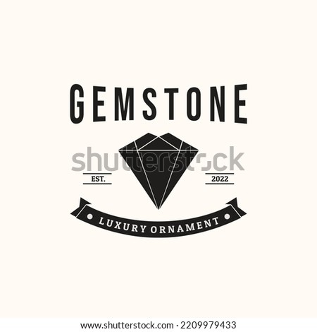 gemstone jewelry vintage logo vector minimalist illustration design, luxury diamond logo design