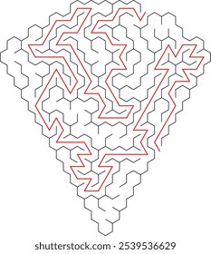 Gemstone labyrinth. Maze in a shape of crystal or diamond. Black and white simple style beautiful design.

