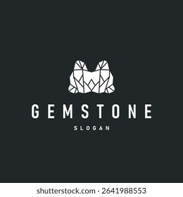gemstone logo design natural gemstone chunks with a modern simple line concept as a symbol of jewelry simple illustration template