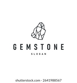 gemstone logo design natural gemstone chunks with a modern simple line concept as a symbol of jewelry simple illustration template