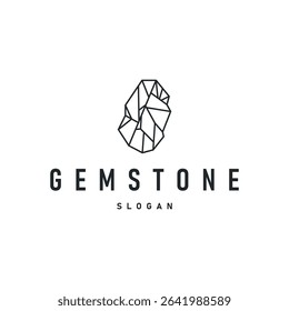 gemstone logo design natural gemstone chunks with a modern simple line concept as a symbol of jewelry simple illustration template