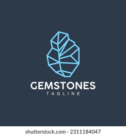 Gemstone Logo, Jewelery Simple Line Design, Vector Gem, Diamond, Icon Template