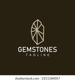 Gemstone Logo, Jewelery Simple Line Design, Vector Gem, Diamond, Icon Template