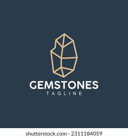 Gemstone Logo, Jewelery Simple Line Design, Vector Gem, Diamond, Icon Template