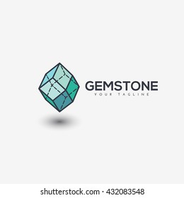 Gemstone logo template design with shadow. Vector illustration.