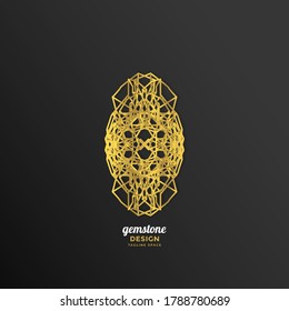 logotipos de gema con líneas geométricas y colores dorados
