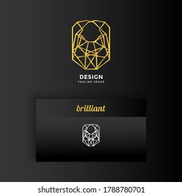 logotipos de gema con líneas geométricas y colores dorados