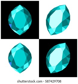 gemstone marquis shaped with flat design style