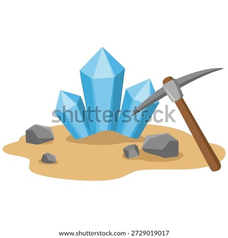 Gemstone mining operation rubies diamonds vector illustration