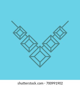 Gemstone necklace linear icon. Thin line outline symbols on color background. Vector illustration