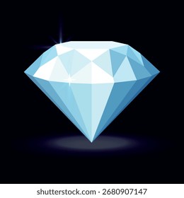 Gemstone on black background, for fantasy themes, textiles, web. Vector illustration.