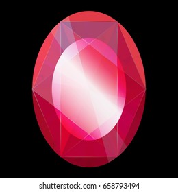 Gemstone on black background red hues.
