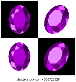 gemstone oval shaped with flat design style