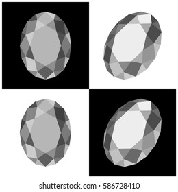 gemstone oval shaped with flat design style