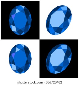 gemstone oval shaped with flat design style
