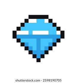 Gemstone - pixel gaming item, crystal 8 bit game resource, pixel art crystal icon, gemstone game pixel element.