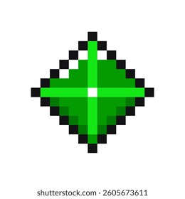 Gemstone - pixel gaming item, crystal 8 bit game resource, pixel art crystal icon, gemstone game pixel element.